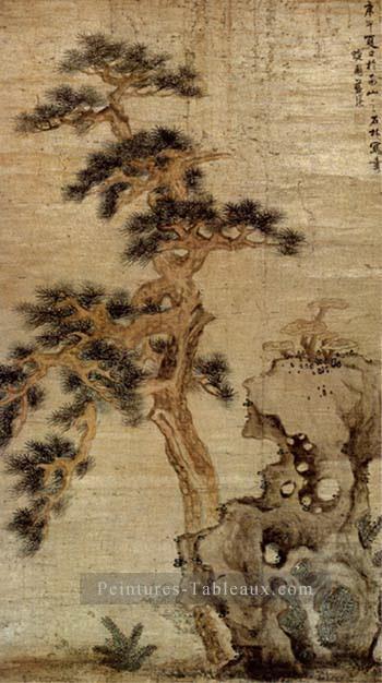 roches et reishi ancienne Chine à l’encre Peintures à l'huile